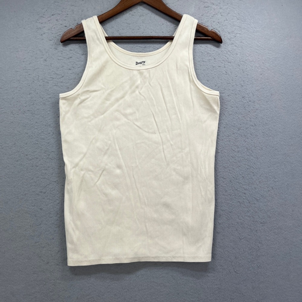 Duluth Trading Co Tank Top Womens L Cream Ribbed Cotton Blend Minimalist Casual
